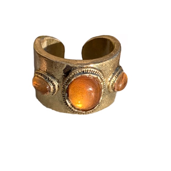 Nina Ricci Jewelry - A Stunning Vintage Nina Ricci Etruscan Revival Ring w/Amber Colored Stones